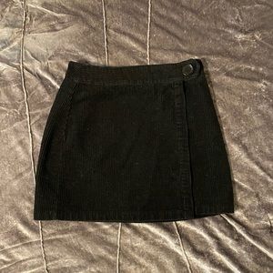 Black corduroy wrap mini skirt size S by Sky & Sparrow